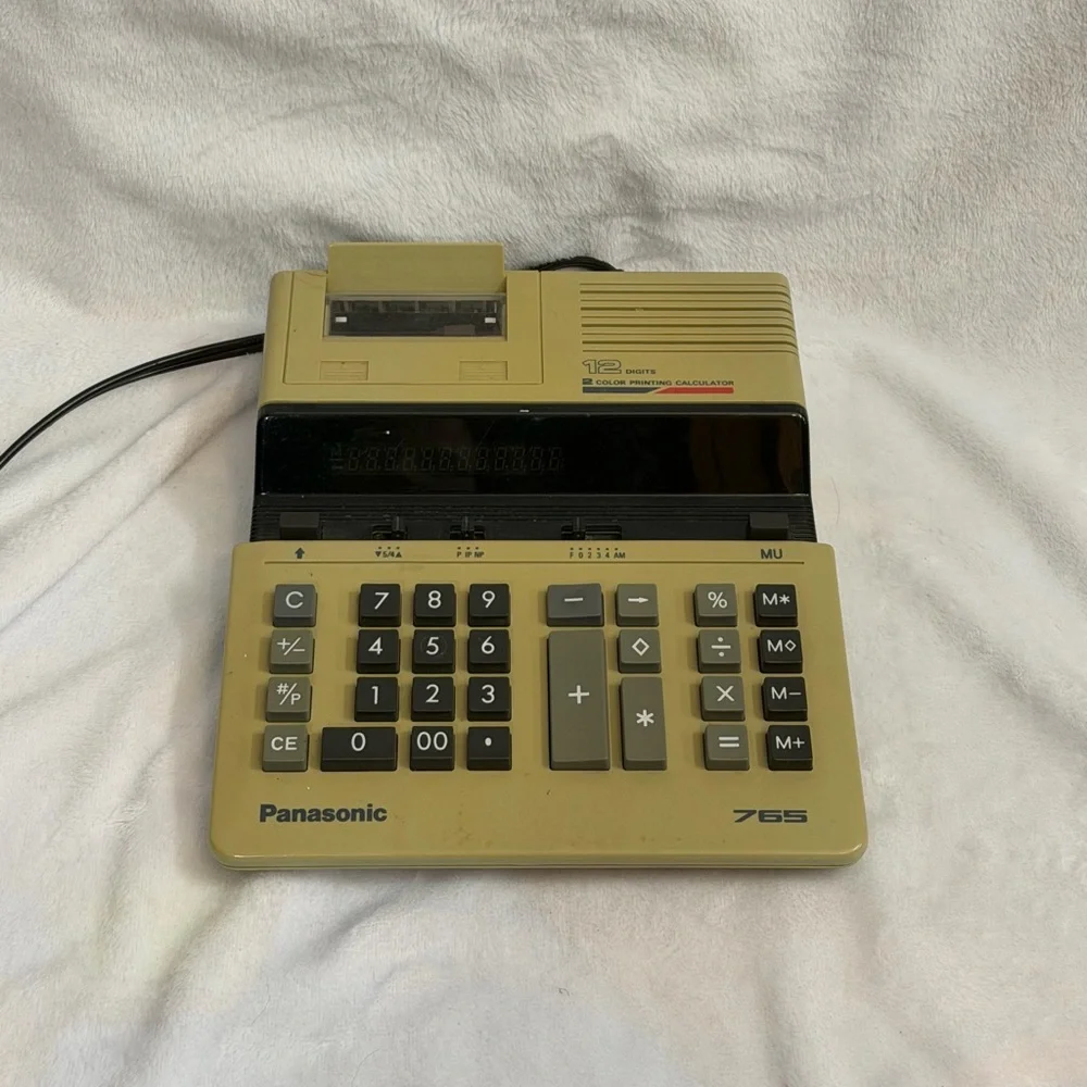 Vintage Panasonic Model JE-765P Electronic Calculator 2 Color Printer